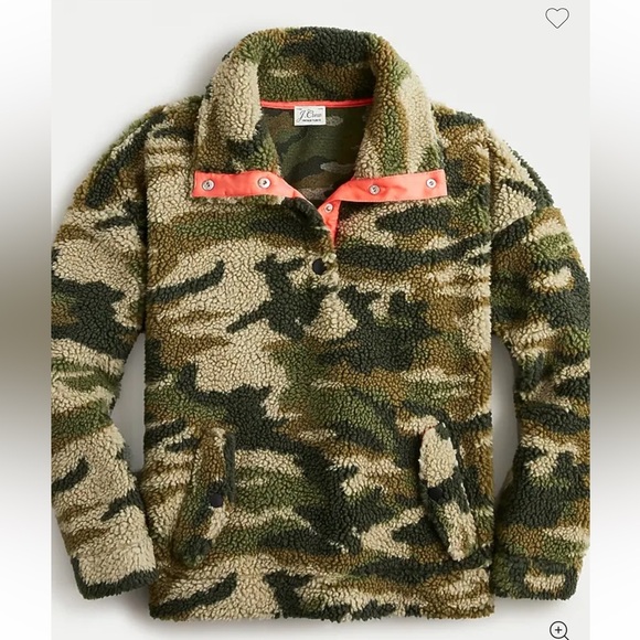 J. Crew Vintage Fleece Women's Camouflage Sherpa Pullover / small - Picture 1 of 10